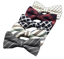 A:17 MENDENG Men's New 5 Pack Cotton Adjustable Pre-Tied Plaid Stripe Bow Ties Bowtie