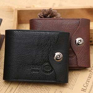 E: Button Leather Card Cash Wallet